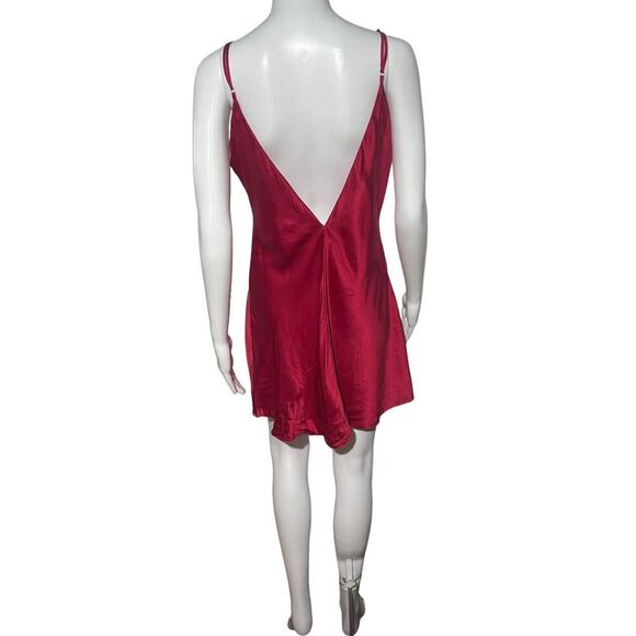 Vintage Y2K Victorias Secret Silk Black Lace Heart SZ L Slip Nightgown in Red Si - Picture 11 of 16